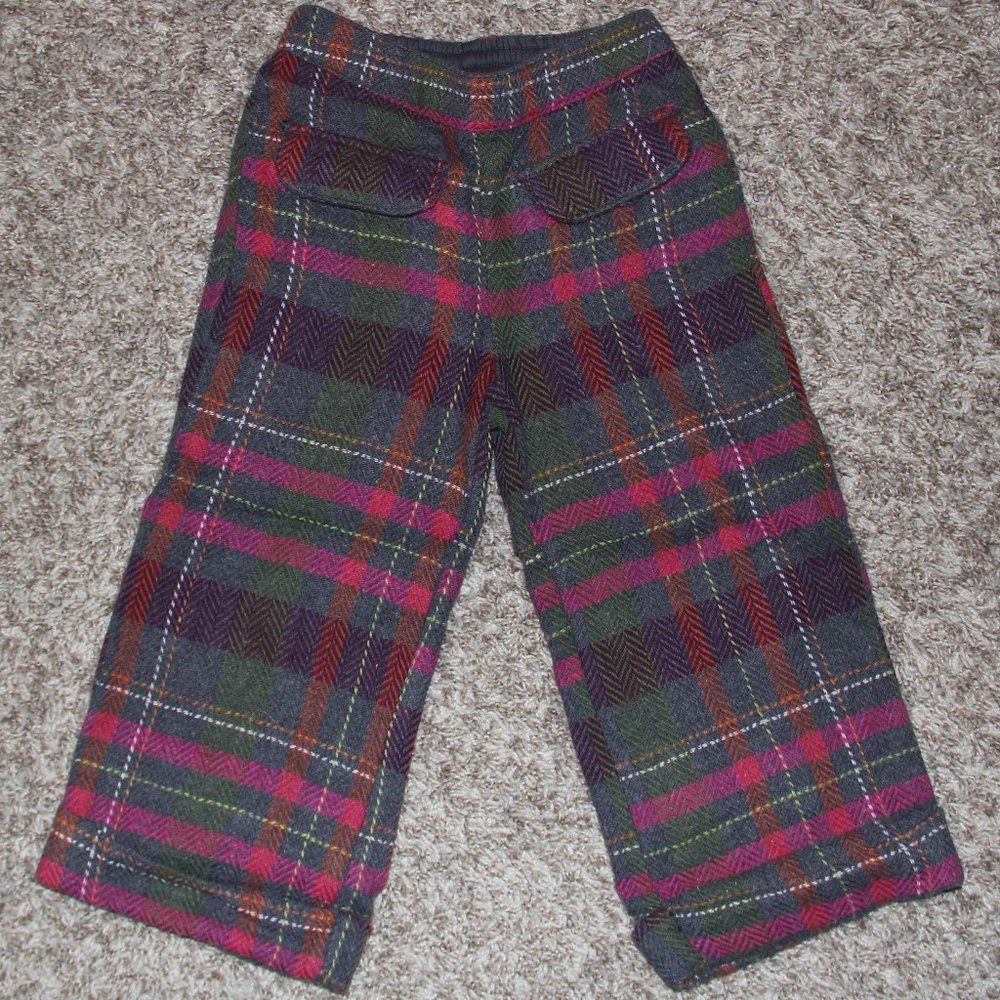 Gymboree Girls 2T Plaid Lined Pants with Cuffs and Front Pockets - Used